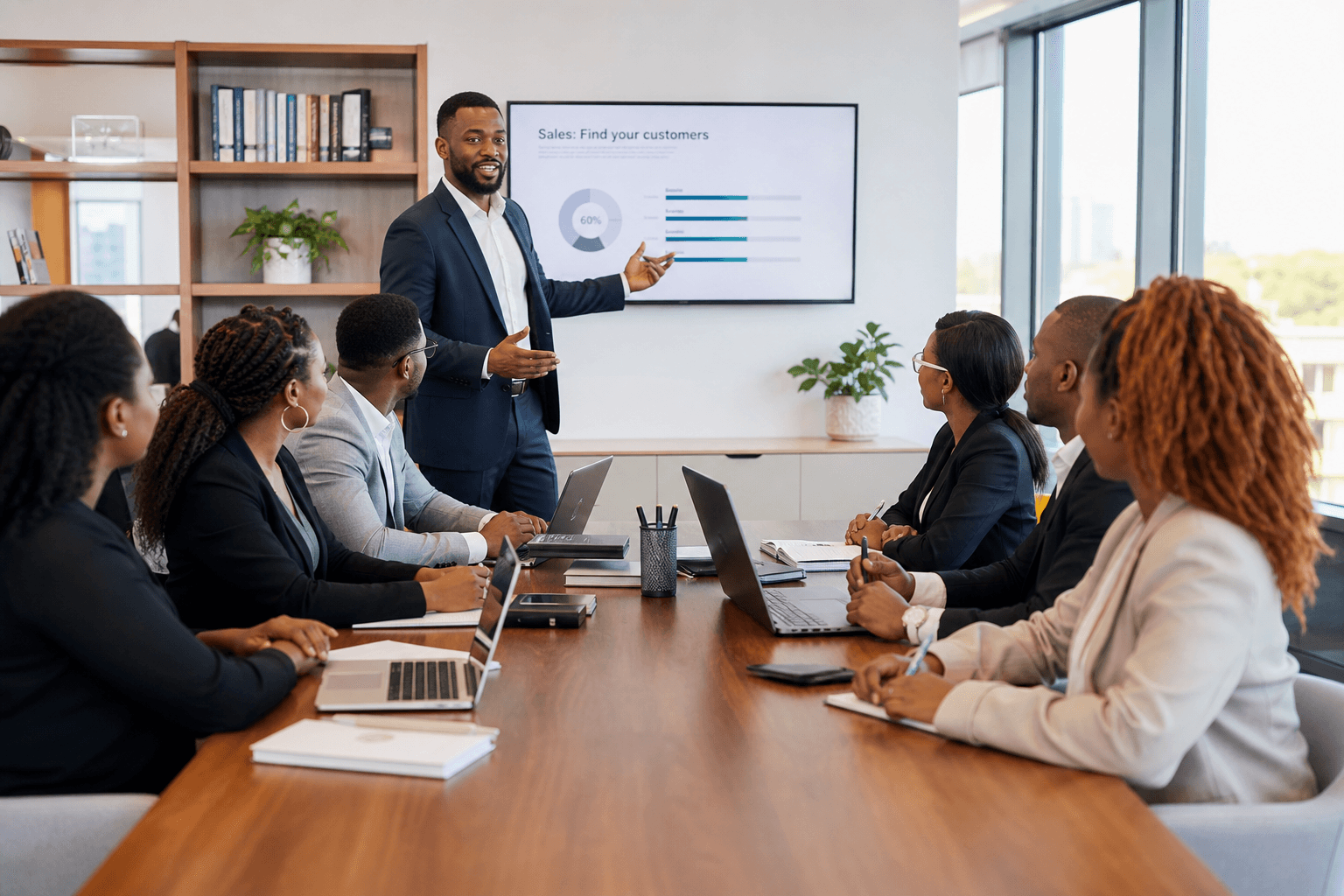 African professionals in a technology strategy meeting